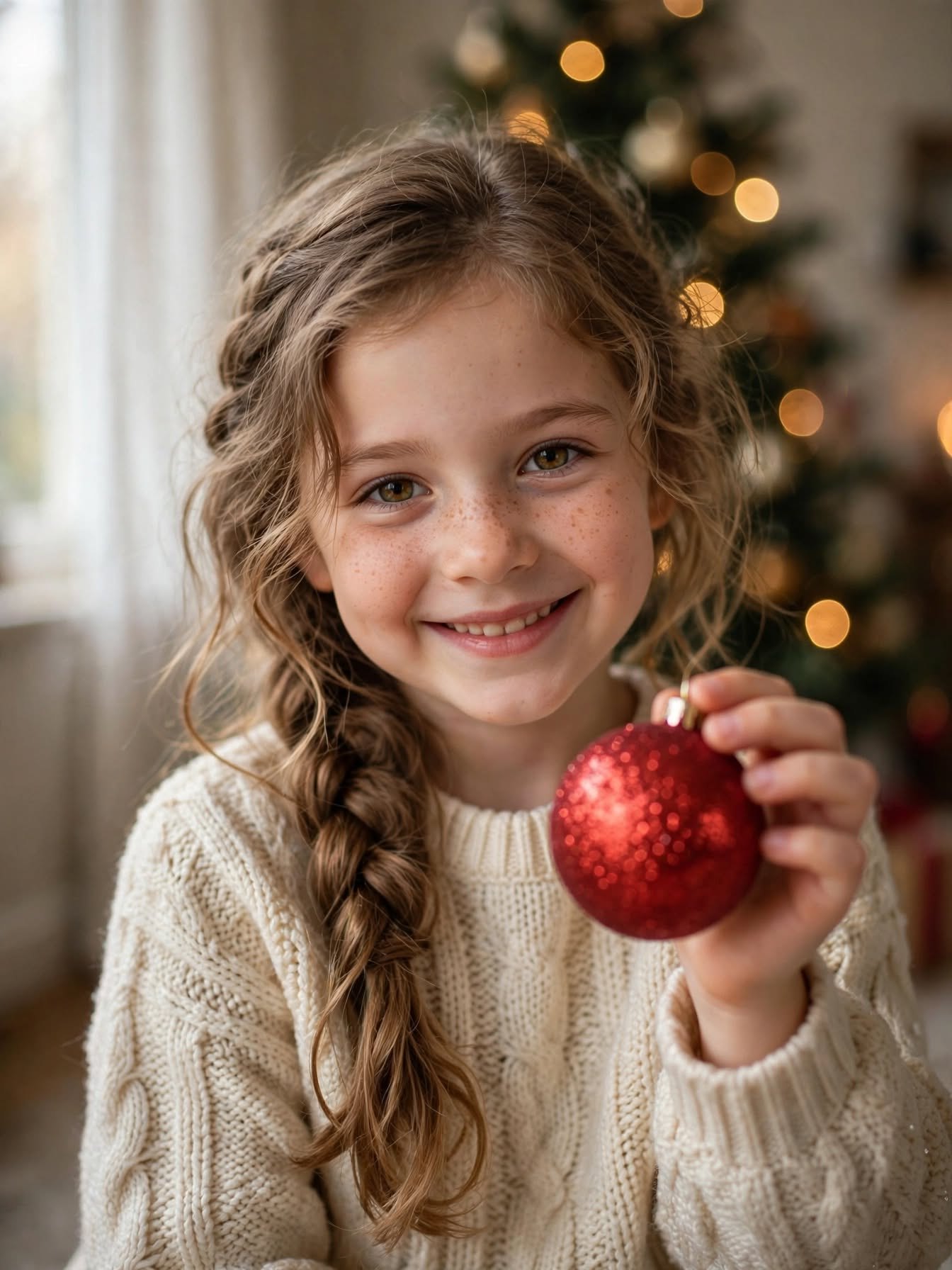 Decorating the tree with dad
