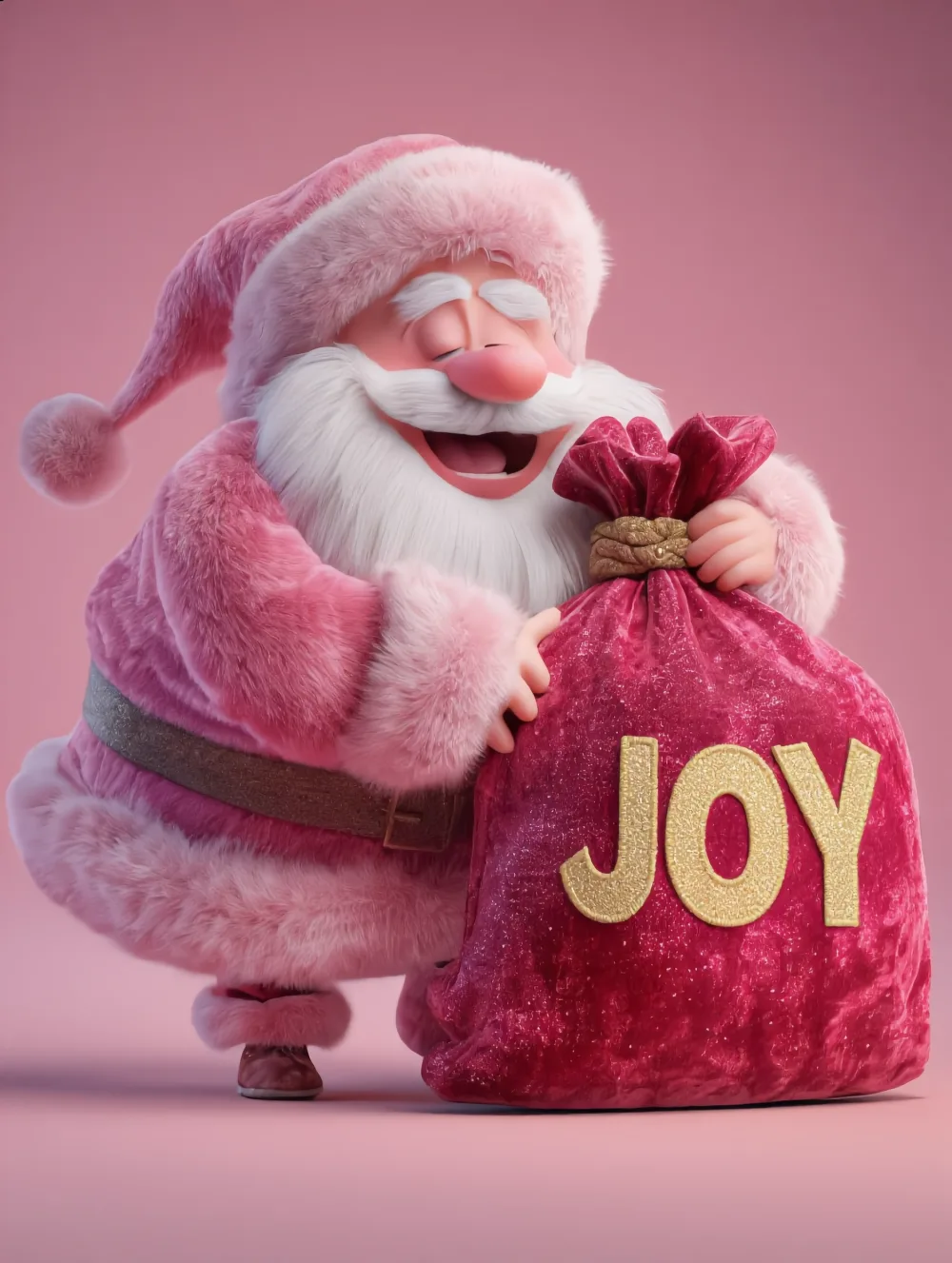 Santa hugging his sack, Pink